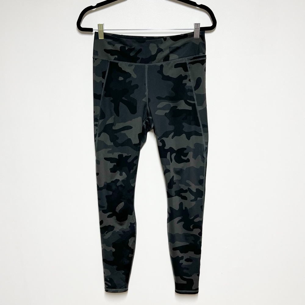 New Polo Ralph Lauren pony logo Leggings Women's Black Gray Camouflage Yoga Sz M
